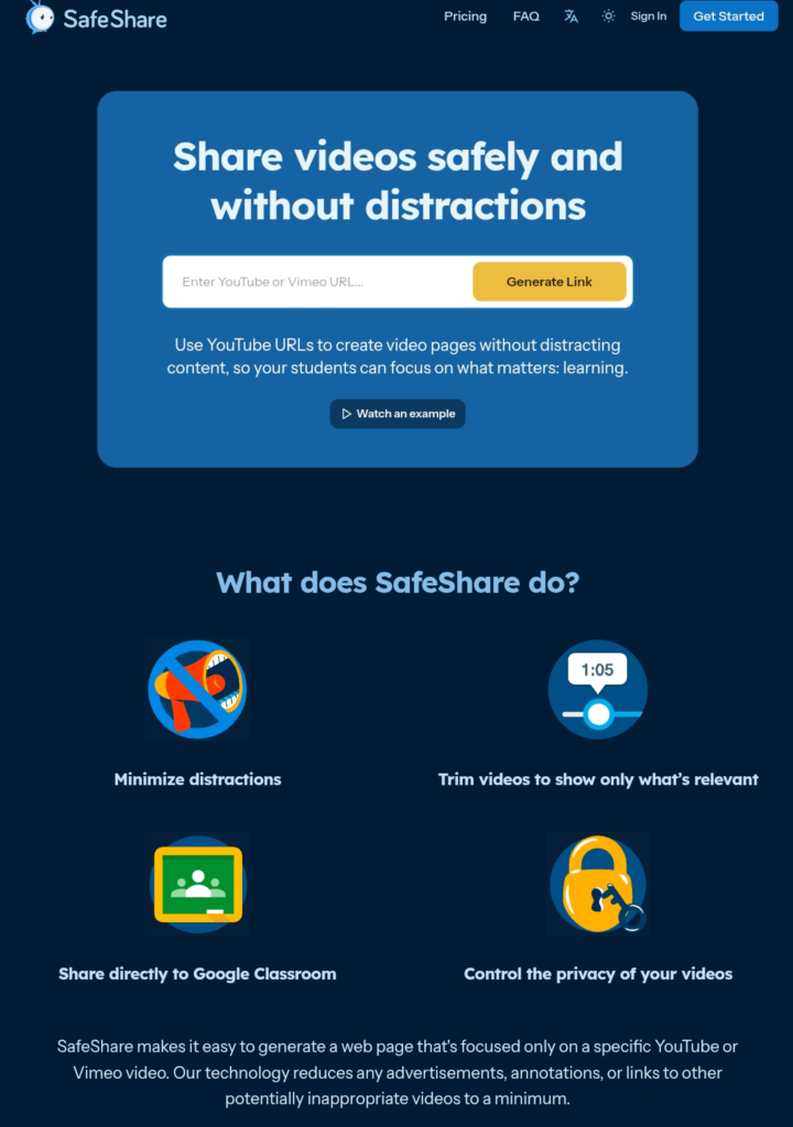 Use online embedded video player like SafeShare or ViewPure to watch YouTube unblocked at school