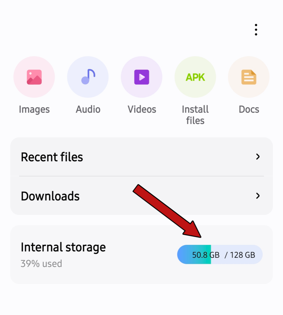 Check internal storage space to solve why does my phone keep freezing