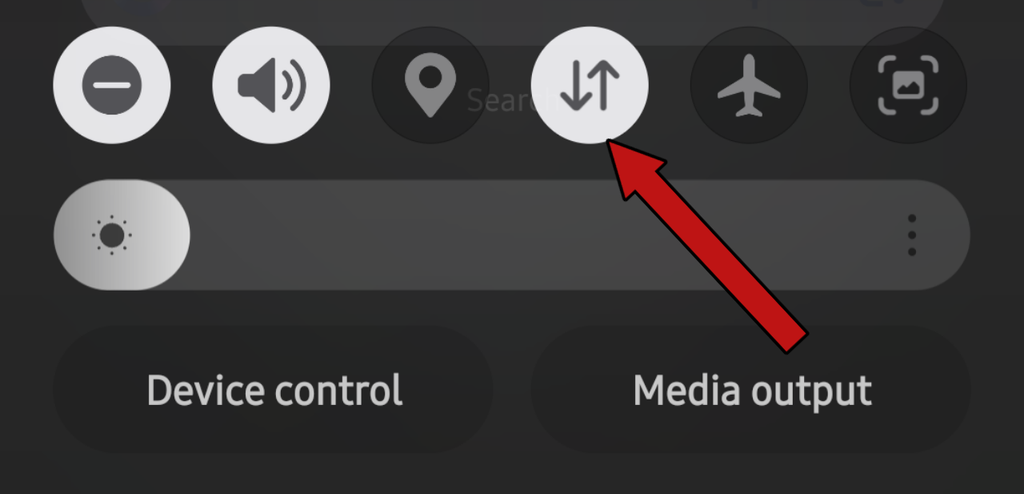 How to turn on mobile data using the quick settings panel on Android