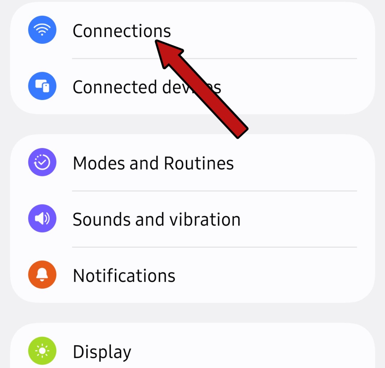 Tap on Connections in Android Settings to manage mobile data