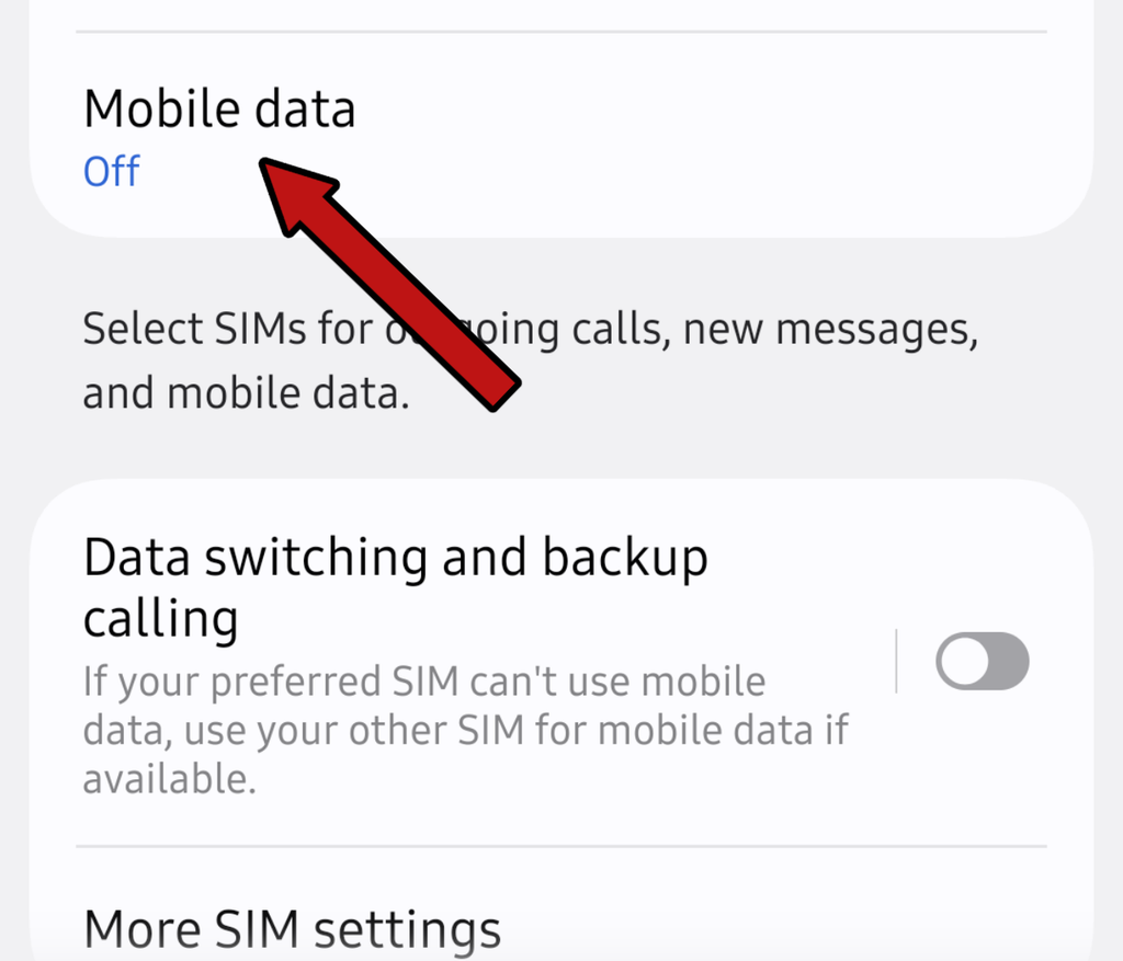 Toggle Mobile Data ON switch in Android settings