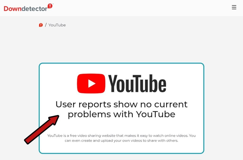 Check YouTube server status on Downdetector